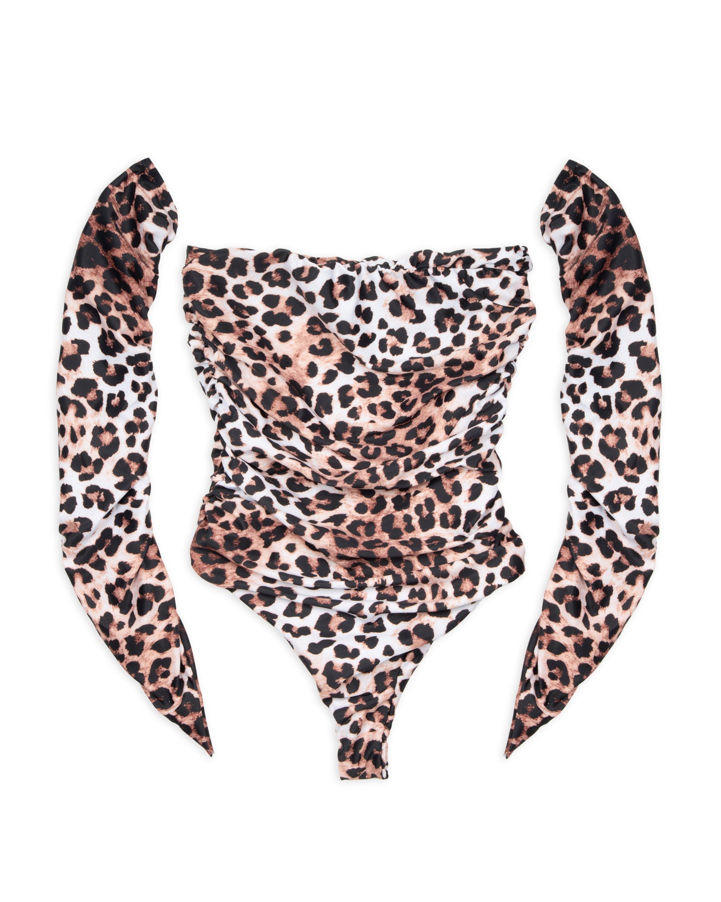 Body con manicotti leopardato chiaro