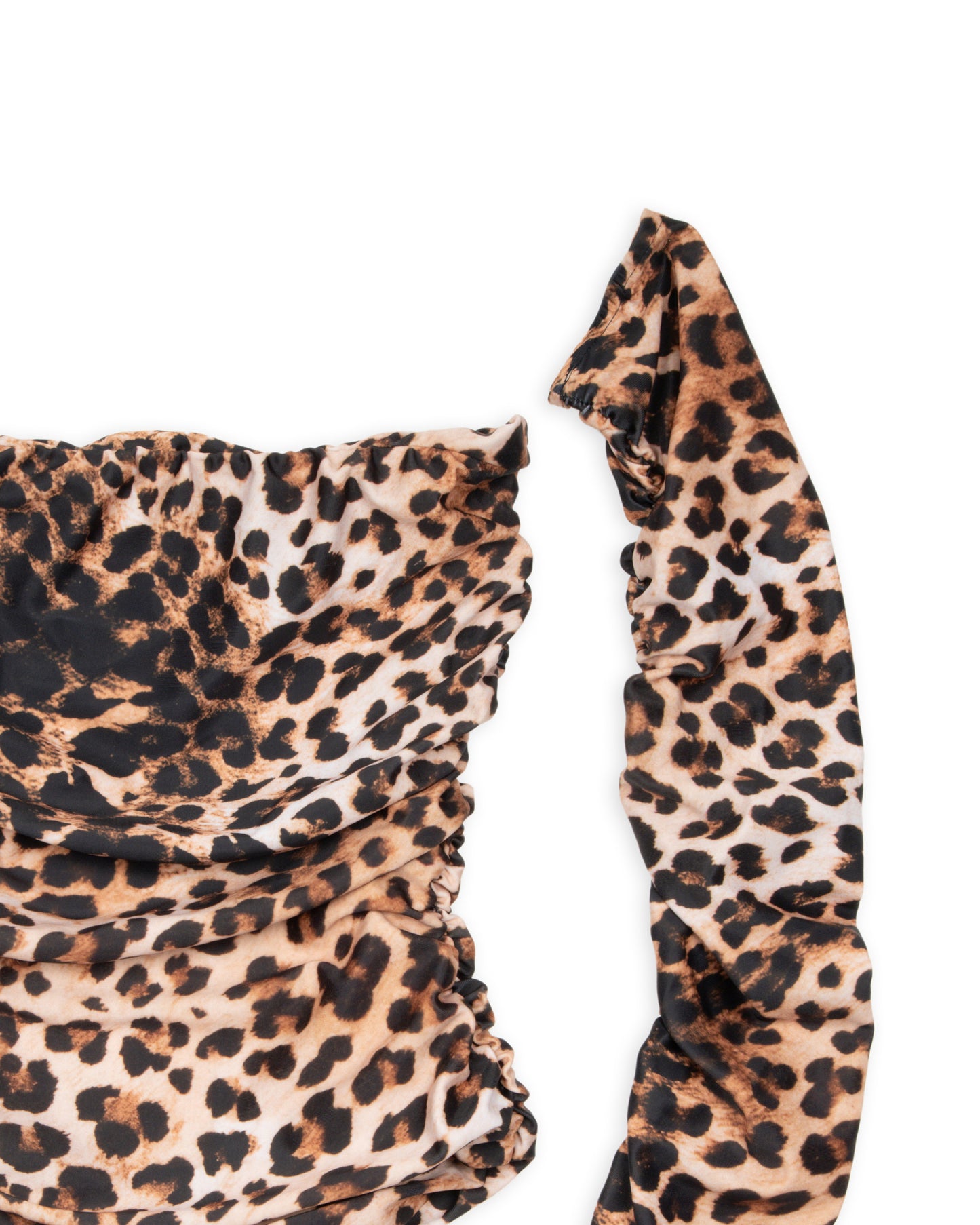 Body con manicotti leopardato scuro