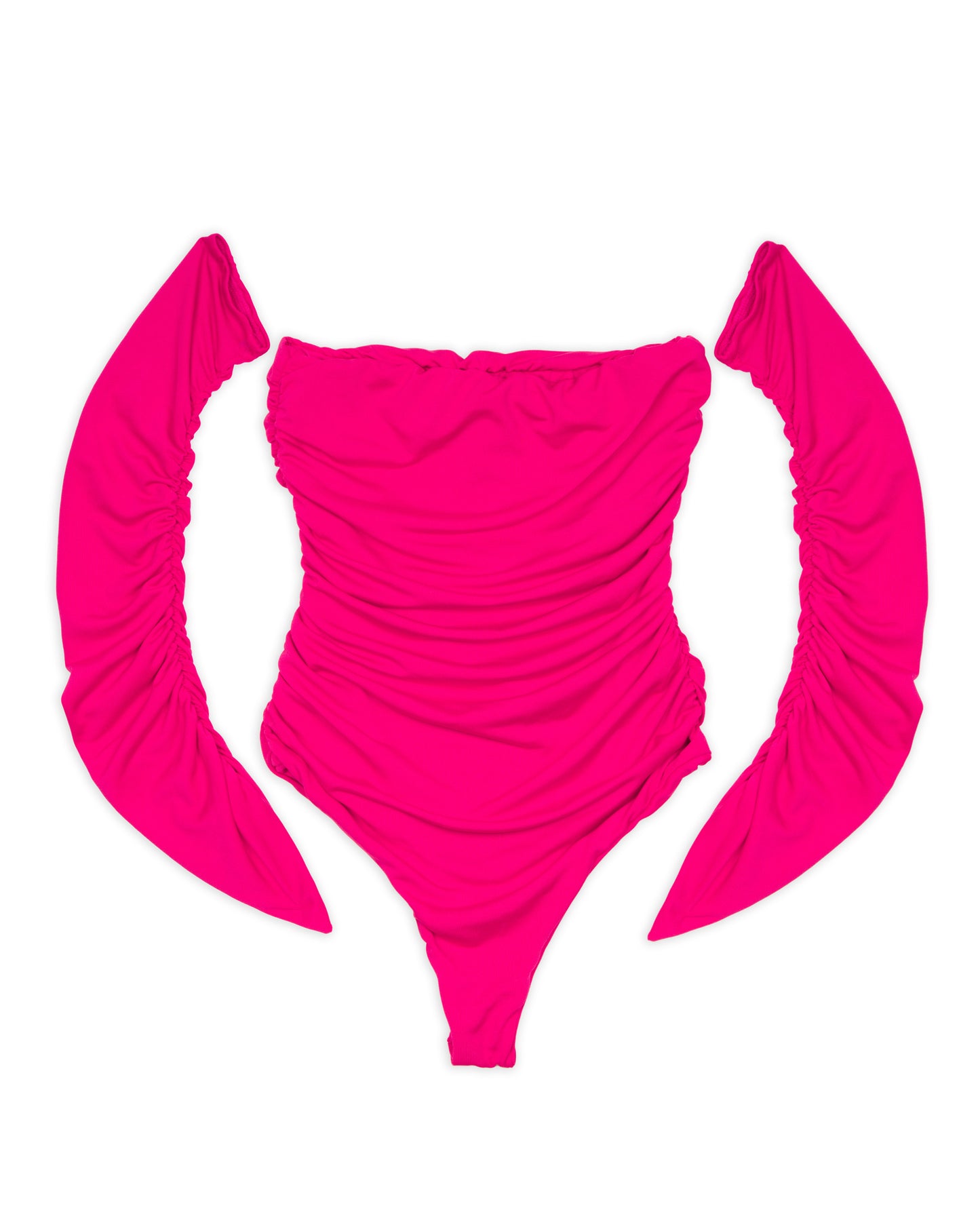 Body con manicotti fucsia
