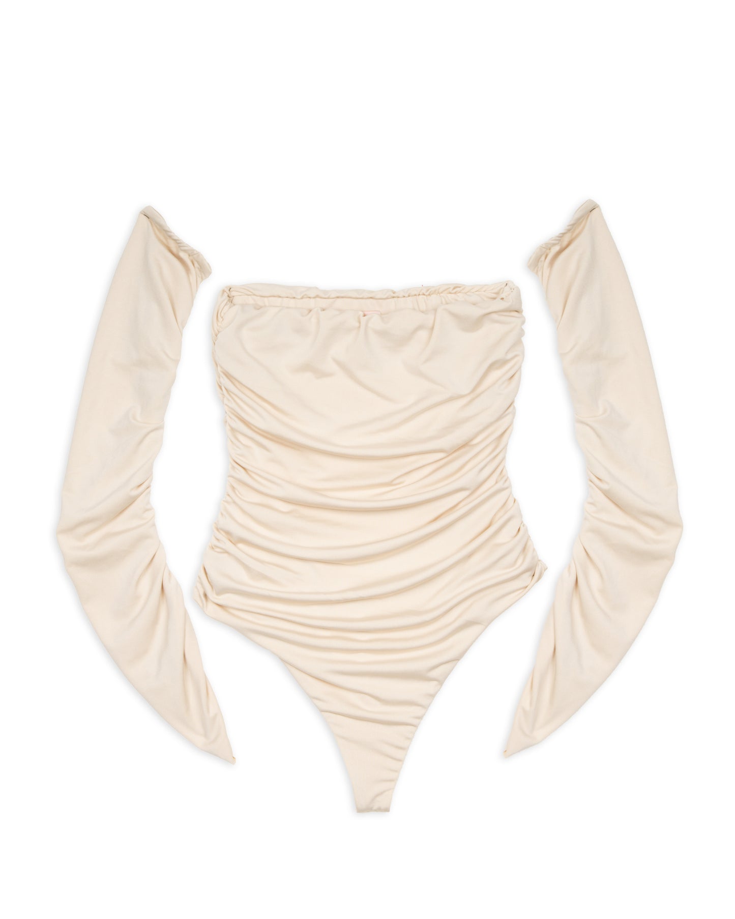 Body con manicotti beige