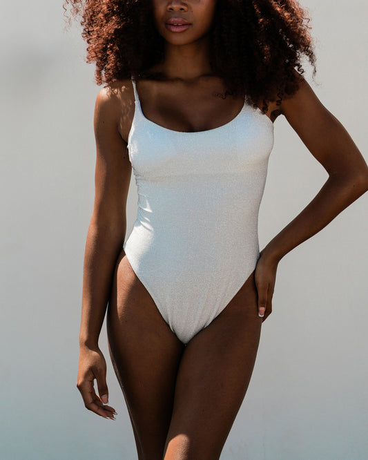 Lurex glitter one-piece swimsuit