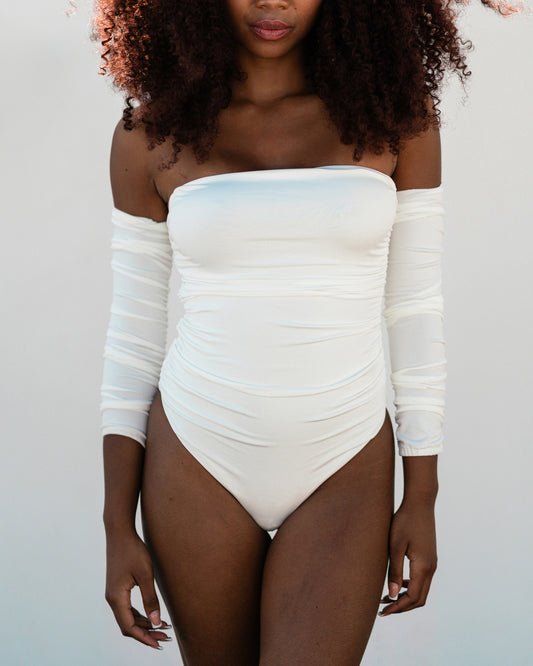 Body con manicotti bianco