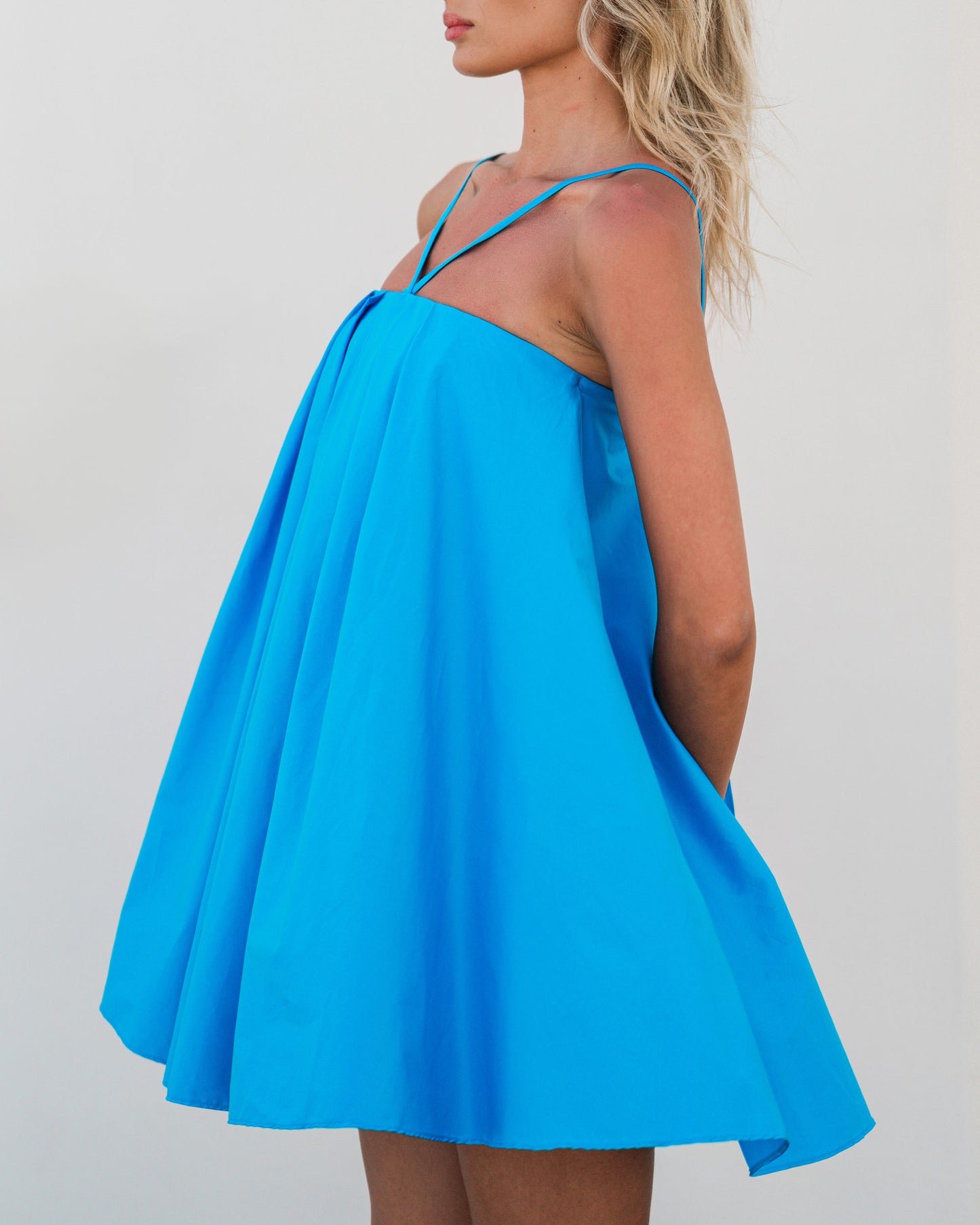 Abito mini in cotone cielo