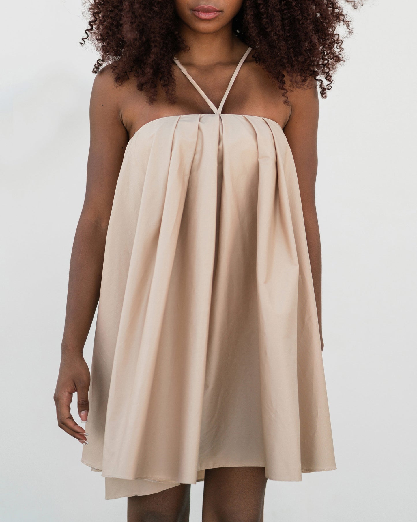 Abito mini in cotone sabbia