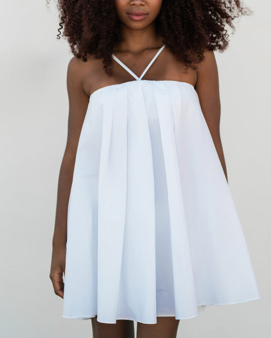 Abito mini in cotone bianco